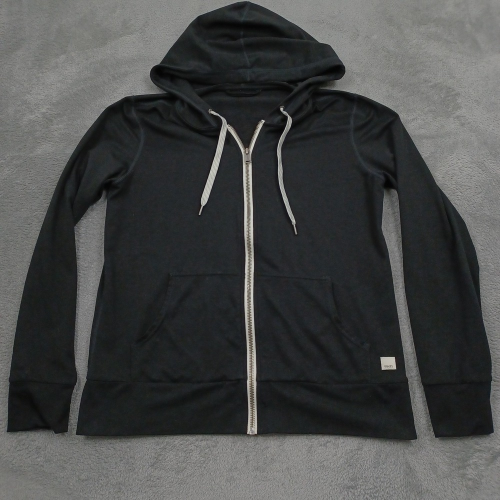 Vuori Jacket Womens Small Gray Pockets Full Zip Hooded Logo Preppy Casual